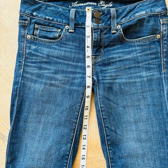 American Eagle straight leg Artist jeans low rise dark wash size 0 ankle length - Picture 4 of 8